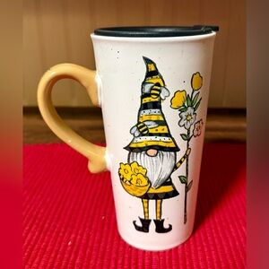 Heartland Hive Bee Positive Tall Gnome Mug With Lid 6 1/2”